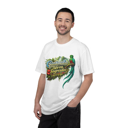 Guatemala Tierra Sagrada T-Shirt — Resplendent Quetzal & Tropical Floral Tee