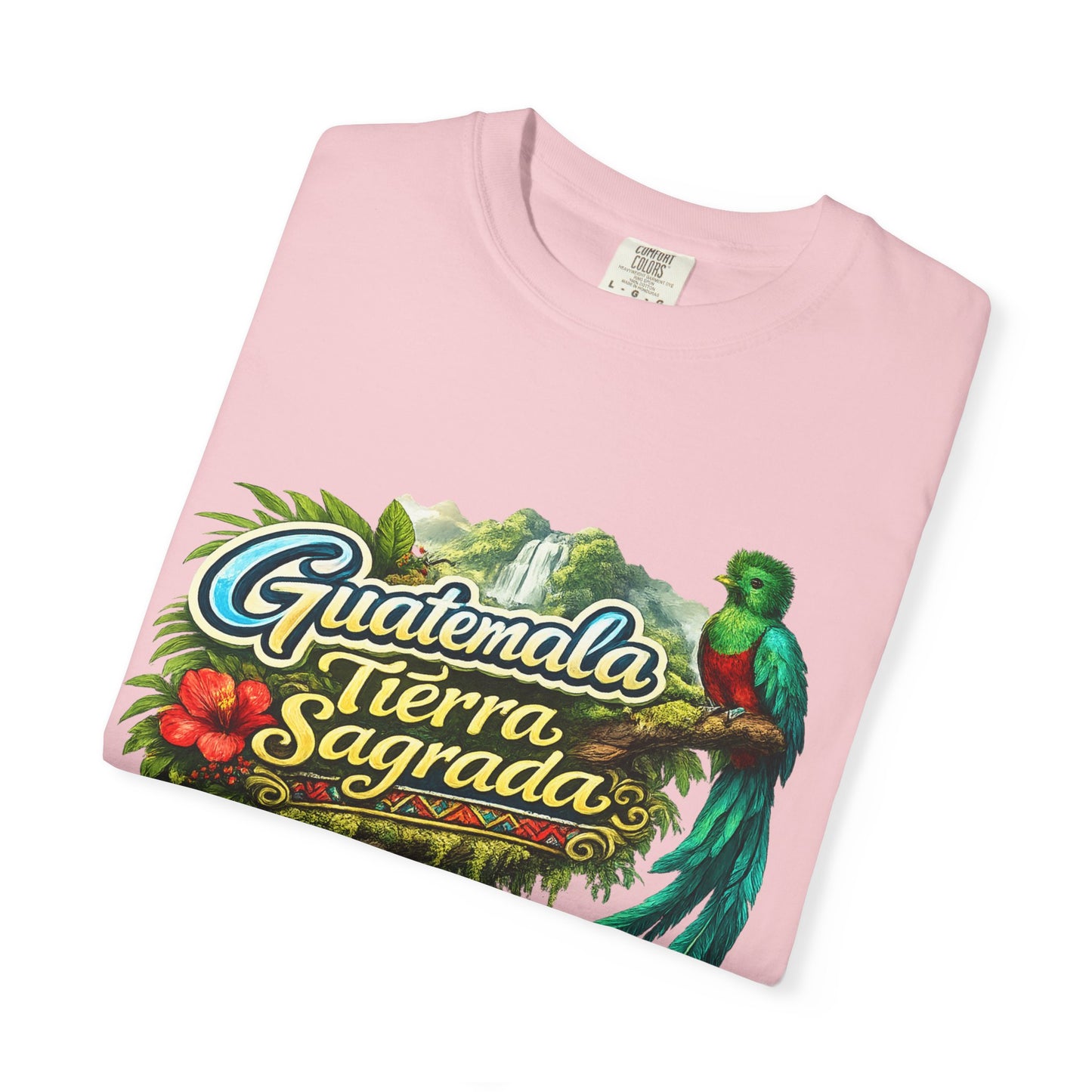 Guatemala Tierra Sagrada T-Shirt — Resplendent Quetzal & Tropical Floral Tee