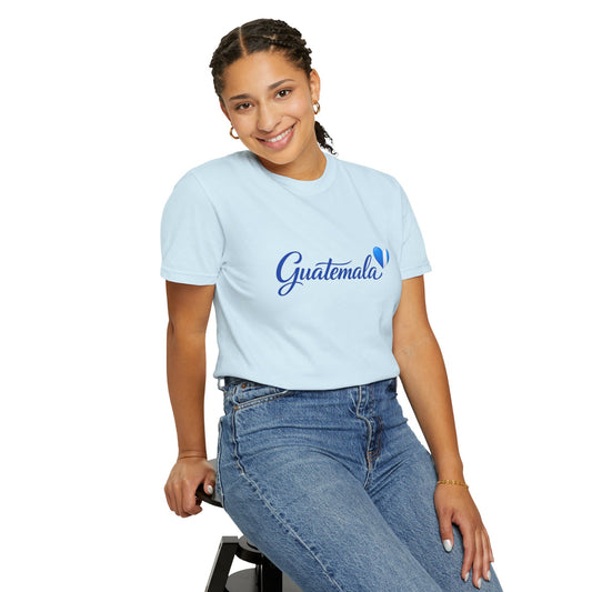 Guatemala Script T‑Shirt — Blue Heart Travel Tee